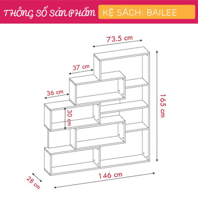 Giá sách gia đình phong cách hiện đại SMLIFE Bailee