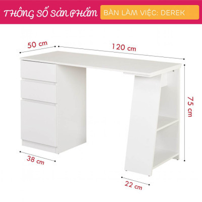 Bàn làm việc đơn giản thiết kế thanh lịch SMLIFE Derek