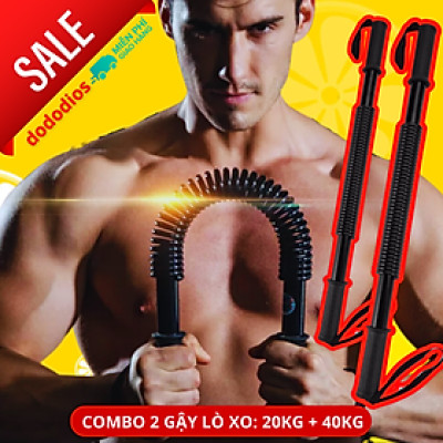 combo gậy lò xo 20kg và 40kg - gậy tập cơ tay, gậy bẻ lò xo tập ngực, xô, vai - Chính hãng dododios