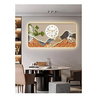 Tranh treo tường đồng hồ núi non hùng vĩ 6 trang trí decor phòng khách quà tặng tân gia