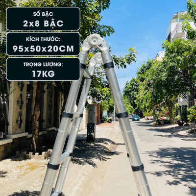 Thang nhôm rút đôi DIY TL-AI-50  chiều cao sử dụng tối đa chữ A 2.4m chữ I 5.0m - Tiêu chuẩn chất lượng an toàn Châu Âu