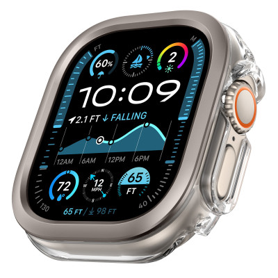 Ốp Case PC Trong Suốt Viền Màu cho Apple Watch Ultra 1/2 49mm - Hàng Chính Hãng