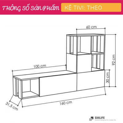 Kệ tivi gỗ SMLIFE Theo