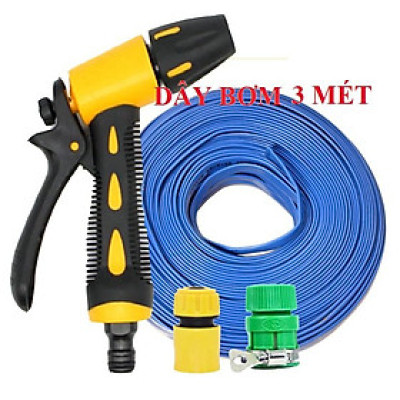 ️ Bộ dây vòi xịt nước rửa xe, tưới cây , tăng áp 3 lần, loại 3m, 5m 206319 cút sập,nối nhựa vàng+ đai