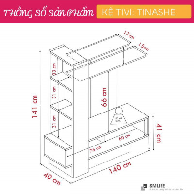 Kệ TV phòng ngủ gỗ công nghiệp hiện đại SMLIFE Tinashe