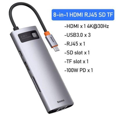 Hub Baseus Metal Gleam Series Multifunctional Type-C HUB Docking Station -Hàng Chính Hãng