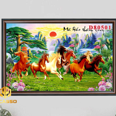 Tranh kính Bát mã tung hoành D602 42 (Được chọn mẫu)