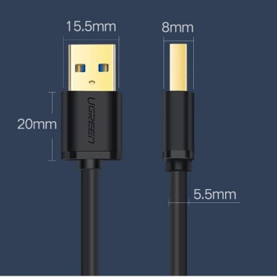 Ugreen UG10370US128TK 1M màu Đen Cáp 2 đầu USB 3.0 dương cao cấp - HÀNG CHÍNH HÃNG