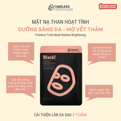 [Hộp 5 miếng] Mặt nạ Than hoạt tính Dưỡng trắng da Timeless Truth Mask Radiant Brightening