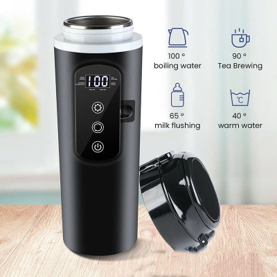 Bình Đun Nước Xe Hơi 12V/24V 500ML SUS304 4 Chế Độ Nhiệt Tự Ngắt Khi Sôi Dùng Cho Xe Tải Xe Khách Đường Dài