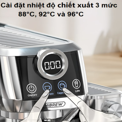 Máy pha cà phê Espresso bán tự động Espresso, Latte, Cappuccino thương hiệu HiBREW H13A - Hàng Chính Hãng