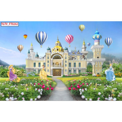 Tranh dán tường 3d công chúa và lâu đài  - tranh dán tường cho be TB78