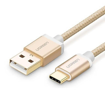 Ugreen UG20861US174TK 1.5M màu Vàng Dây USB 2.0 sang Type-C đầu nhôm dây bọc vinyl - HÀNG CHÍNH HÃNG