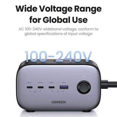 Sạc đa cổng Ugreen Diginest Pro 3AC 1USB 3Type-C 100W QC 4+ PD 3.0 CD270 - Hàng chính hãng