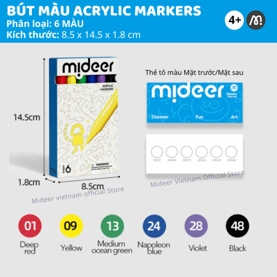 Bút màu Acrylic Markers Mideer,bút đánh dấu highlight cho bé