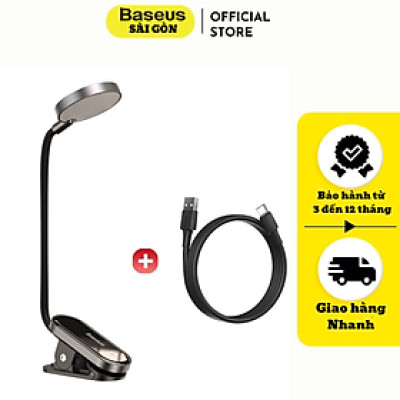 Đèn kẹp đọc sách mini Baseus DGRAD-0G (Dịu mắt, chân kẹp, 3 mức sáng, pin sạc 350mAh) - Hàng chính hãng