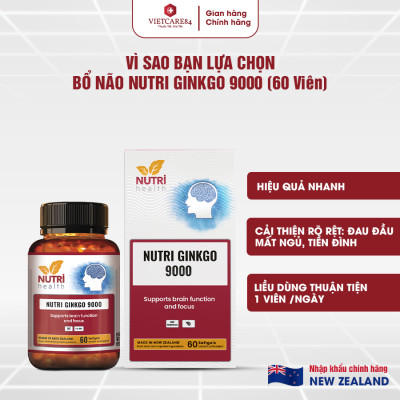 Viên Uống Bổ Não Nhập Khẩu Chính Hãng New Zealand Nutri Ginkgo 9000 (60 Viên)