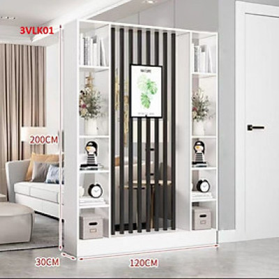 Vách ngăn phòng khách, nhà bếp bằng gỗ, vách ngăn liền kệ 3VLK01 - Nội thất lắp ráp Viendongadv