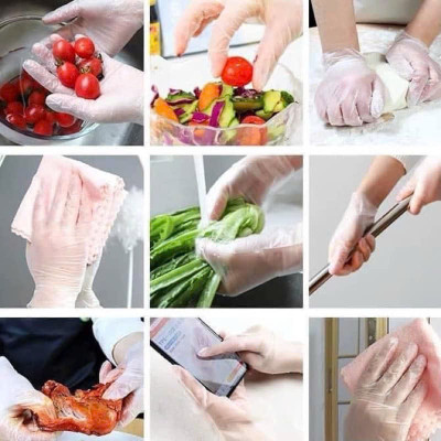 Hộp 100 Găng Tay Cao Su TPE , Bao Tay Siêu Dai Dùng 1 Lần Làm Bếp Nấu Ăn Vệ Sinh Không Mùi Chống Nhăn kitchen gloves Hàng chính hãng Victoria Bay 