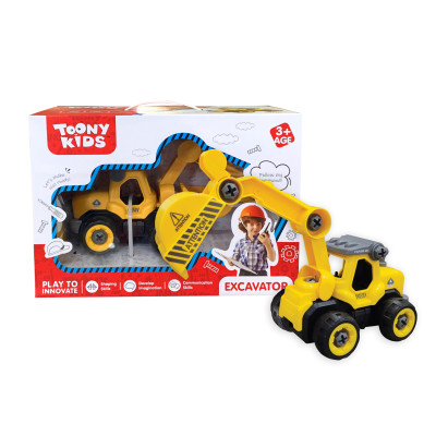 Đồ Chơi Xe Cần Cẩu TOONYKIDS - Đồ Chơi Xe Lắp Ráp Cho Bé - Excavator TN048 [Tặng Kèm Sticker]