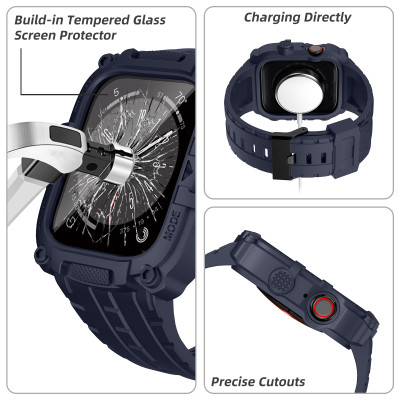 Ốp Case Kính Cường Lực tích hợp dây đeo TANK 360 cho Apple Watch Series 4/5/6/SE/7/8/9/SE1,2 Size 44mm/45mm - Hàng Chính Hãng