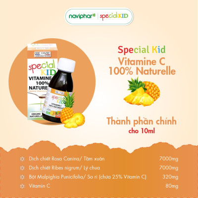 TPBVSK Special Kid Vitamine C 100% Naturelle - Siro bổ sung Vitamine C hữu cơ tự nhiên, tăng cường sức đề kháng (125ml) [Nhập khẩu Pháp]