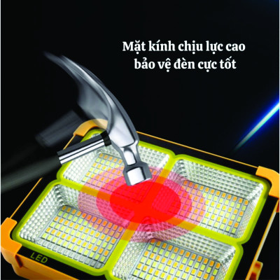 Đèn Năng Lượng Mặt Trời Đa Năng Cầm Tay 300W, Đèn LED Tích Điện Cầm Tay Chống Nước IP66, 5 Chế Sáng, Có Đèn Cảnh Báo