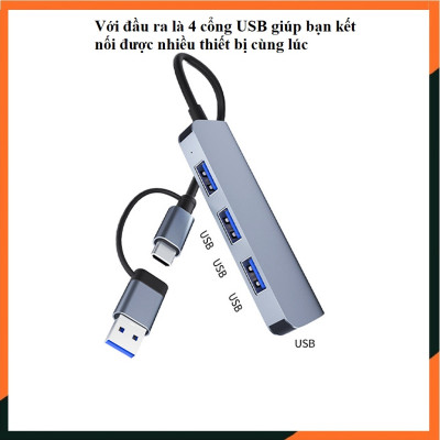 Hub Type C, Cổng Chuyển Đổi Type C, Hub USB, Cổng Chia USB, TypeC Ra 4 Cổng USB, Cổng Chuyển Đổi Dành Cho Mac book, Laptop, PC -  Hàng Chính Hãng