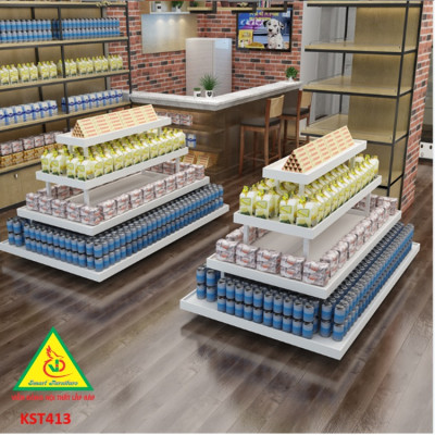Kệ gỗ trưng bày rau củ quả, kệ trưng bày sản phẩm, hàng hóa KST413 - Nội thất lắp ráp Viễn Đông Adv