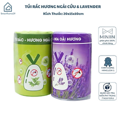 Cuộn 50 Túi Rác Hương Ngải Cứu & Lavender - Khử Mùi, Chống Côn Trùng, Chịu Lực Tốt, Tự Phân Hủy Sinh Học - HÀNG CHÍNH HÃNG MINIIN