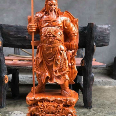 Tượng quan công bằng gỗ hương kt cao 80×31×21cm