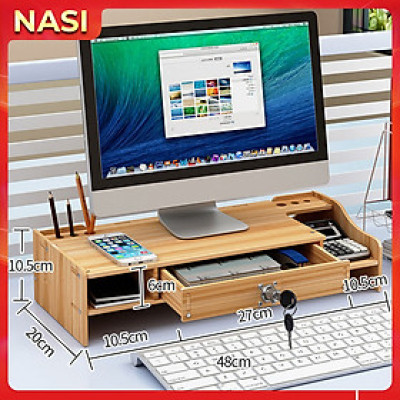 Kệ để máy tính đa năng KM03 kệ màn hình máy tính để bàn bằng gỗ bền chắc mẫu đẹp có hộc cất bàn phím ngăn để tài liệu