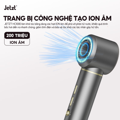 Máy sấy tóc ion âm Jetzt Care HC1000 - Công nghệ chống bức xạ hiện đại, an toàn tuyệt đối cho trẻ em và phụ nữ có thai, hàng chính hãng