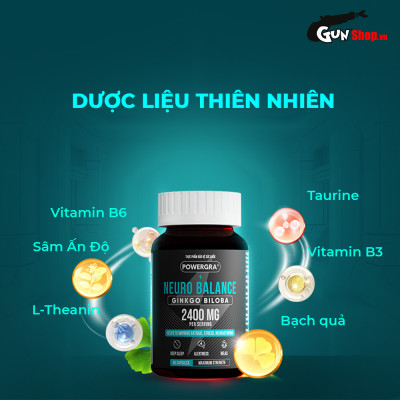 Viên uống bổ não, tăng cường trí nhớ Powergra Neuro Balance - Hộp 60 viên