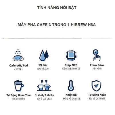 Máy pha cà phê Espresso chuyên nghiệp, thương hiệu Mỹ HiBREW cao cấp - H8A - HÀNG CHÍNH HÃNG