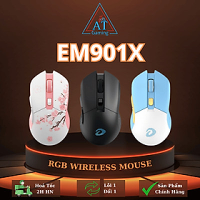Chuột không dây Gaming DAREU EM901X RGB BLACK  - SUPERLIGHT, FAST CHARING DOCK - Hàng Chính Hãng