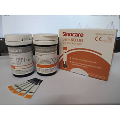 50 Que Thử Axid Uric  ( Bệnh Gút) Dùng Cho Máy Safe AQ UG Sinocare  kèm 50 Kim Chích máu