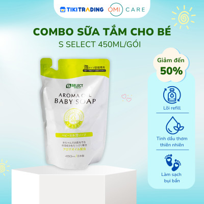 Combo Sữa tắm tinh dầu thơm thiên nhiên cho bé s select (gói refill) 450ml/gói