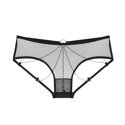Quần Lót Bikini Ren Rỗng Siêu Mỏng Lưng Thấp Phối Dây Xích