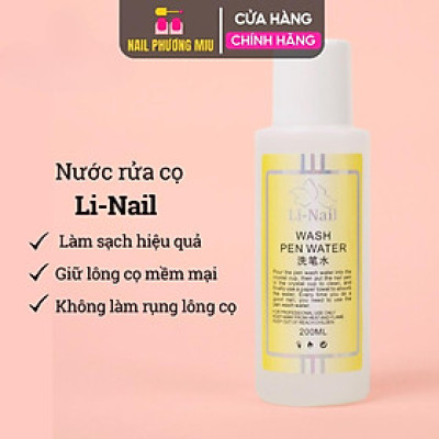 Nước Rửa Cọ Li-Nail Siêu Sạch 200ml Làm Sạch Cọ Đắp Bột Gel Vẽ, Giữ Lông Cọ Mềm Mại, Phụ Kiện Chuyên Dùng Làm Nail Phá Gel