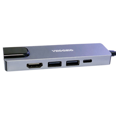 Cáp chuyển USB Type C sang HDMI + USB +LAN + PD VEGGIEG TC05 - Hàng Nhập Khẩu