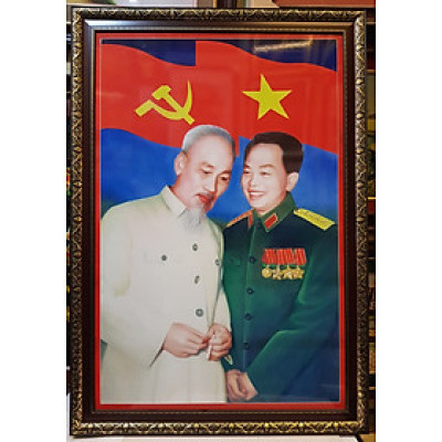 Tranh in dầu cao cấp Bác Hồ & Đại tướng Võ Nguyên Giáp