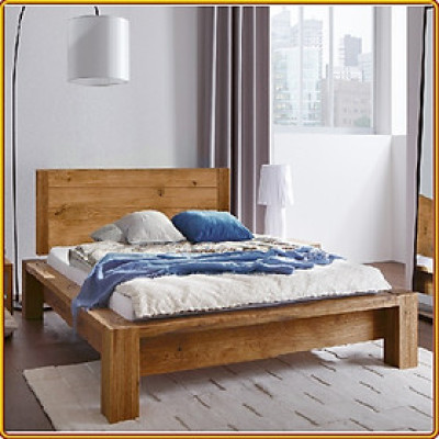 Giường ngủ Tundo  gỗ sồi mặt gỗ 210 x 157 x 100cm