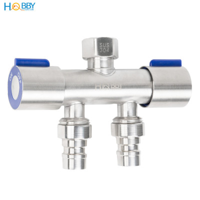 Van chia nước 2 đầu vặn cho dây cấp inox 304 Hobby home decor DNV2