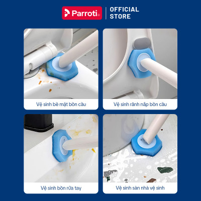 Cây Cọ Bồn Cầu, Cọ Toilet 2 Trong 1, Đầu Cọ Thay Thế Miếng Lau Có Chất Tẩy Rửa Hương Thơm, Dán Tường Parroti Slim - SL04