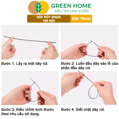 Dây rút nhựa, D10cm, bao 100 sợi, màu đen, siêu bền, dẻo, làm giàn, đỡ trái, cố định hàng rào, dây cáp điện |Greenhome