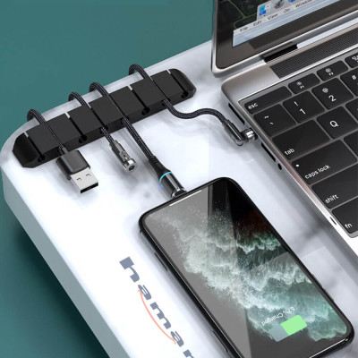 Kẹp Giữ Dây Sạc Silicone Cố Định Chống Rối Dây Điện Hamart Keo Acrylic Siêu Dính Tường Tiện lợi - Hàng Nhập Khẩu