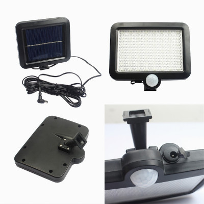 Đèn năng lượng mặt trời cảm biến chuyển động 56 LED siêu sáng pin tách rời chống nước ngoài trời kèm cáp nối 5m - Hàng chính hãng