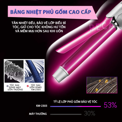 Máy uốn tóc cao cấp Kemei KM-2303 điều 13 mức nhiệt chỉnh nhiệt độ phù hợp với mọi loại tóc công suất mạnh mẽ - Hàng chính hãng
