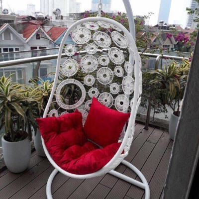 Xích đu đơn hoa mai XĐN 6 chất liệu khung sắt mây nhựa cao cấp juno sofa